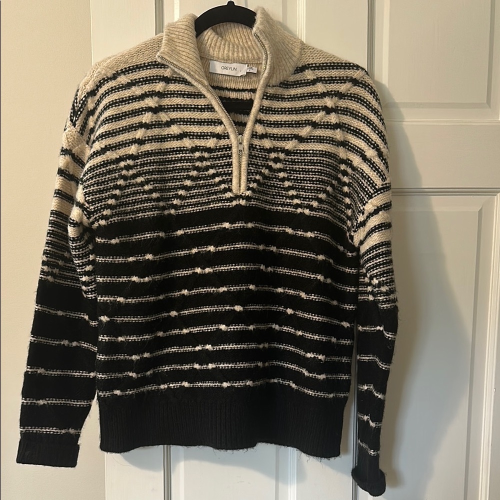 Women’s  Black and Cream Sweater